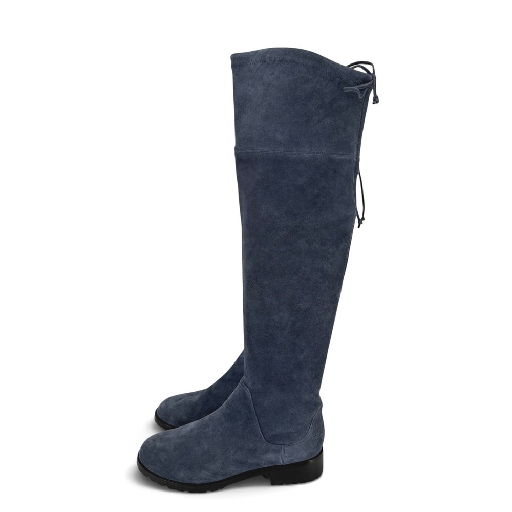 Blondo Over The Knee Boots Women 7 Blue Suede Excellent Waterproof Lug Sole Tie